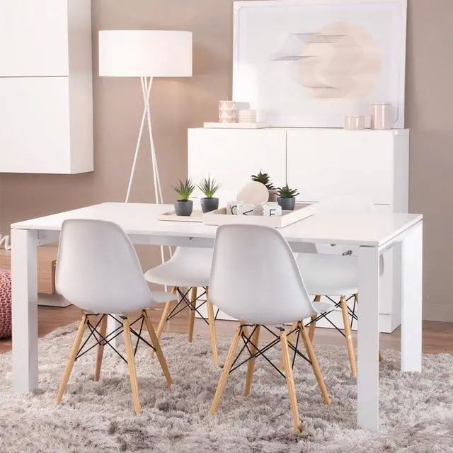 Alt view image 2 of 7 - Furmax Modern Style Dining Chair Mid Century Modern DSW Chair, Shell Lounge Plastic Chair for Kitchen, Dining, Bedroom, Living Room Side Chairs Set of 4(White)