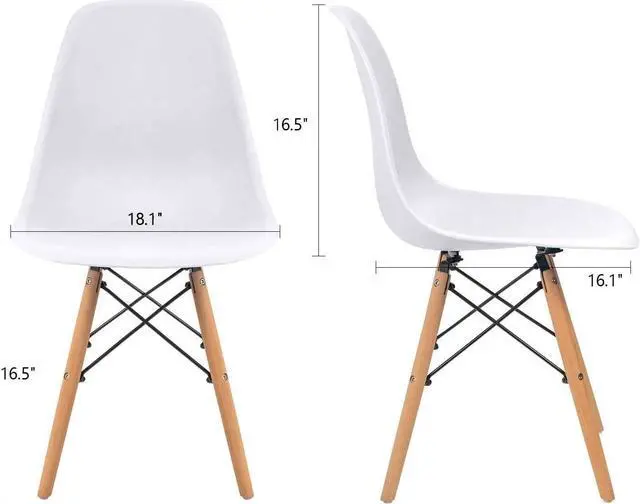 Alt view image 3 of 7 - Furmax Modern Style Dining Chair Mid Century Modern DSW Chair, Shell Lounge Plastic Chair for Kitchen, Dining, Bedroom, Living Room Side Chairs Set of 4(White)