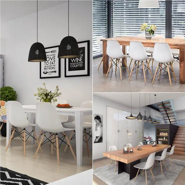Alt view image 5 of 7 - Furmax Modern Style Dining Chair Mid Century Modern DSW Chair, Shell Lounge Plastic Chair for Kitchen, Dining, Bedroom, Living Room Side Chairs Set of 4(White)