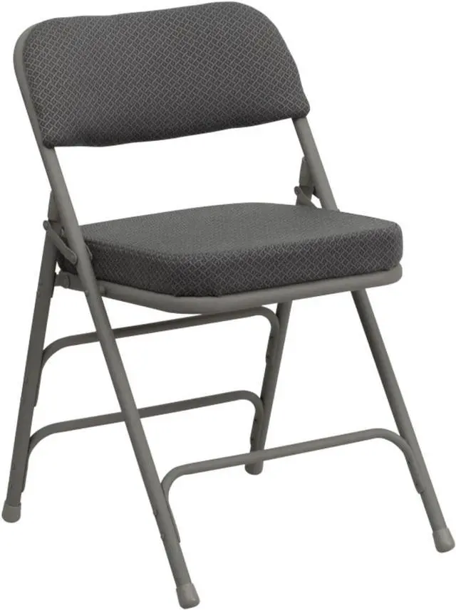Alt view image 2 of 4 - Flash Furniture 2 Pk. HERCULES Series Premium Curved Triple Braced & Double Hinged Gray Fabric Metal Folding Chair