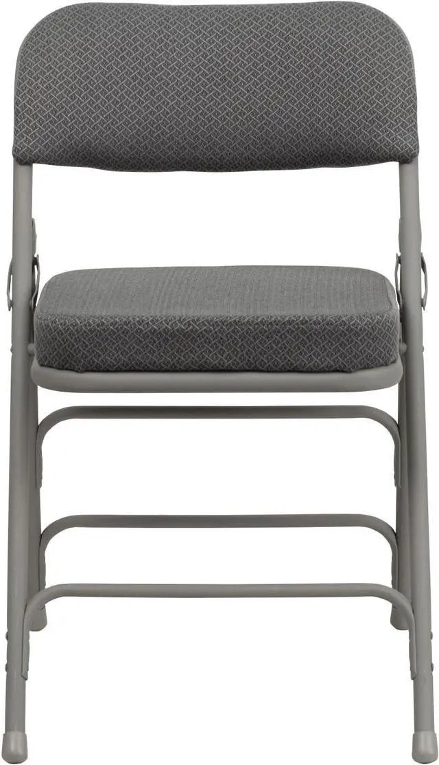 Alt view image 3 of 4 - Flash Furniture 2 Pk. HERCULES Series Premium Curved Triple Braced & Double Hinged Gray Fabric Metal Folding Chair