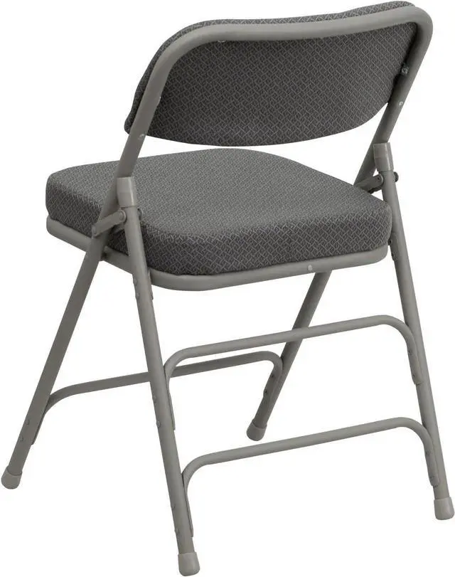 Alt view image 4 of 4 - Flash Furniture 2 Pk. HERCULES Series Premium Curved Triple Braced & Double Hinged Gray Fabric Metal Folding Chair