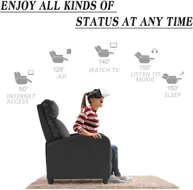 Alt view image 5 of 7 - FDW Recliner Chair for Living Room Home Theater Seating Single Reclining Sofa Lounge with Padded Seat Backrest (Black), Welcome to consult
