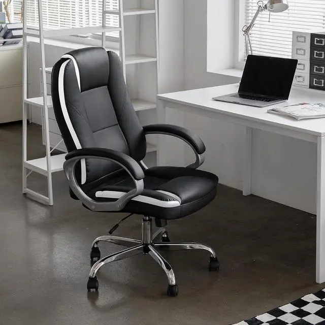 Alt view image 6 of 6 - NEO CHAIR Office Chair Computer Desk Chair Gaming - Ergonomic High Back Cushion Lumbar Support with Wheels Comfortable Black Leather Racing Seat Adjustable Swivel Rolling Home Executive