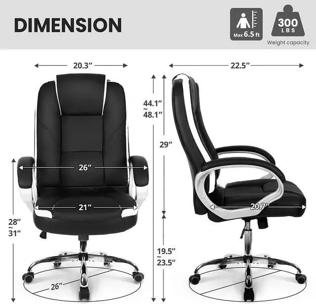 Alt view image 5 of 6 - NEO CHAIR Office Chair Computer Desk Chair Gaming - Ergonomic High Back Cushion Lumbar Support with Wheels Comfortable Black Leather Racing Seat Adjustable Swivel Rolling Home Executive