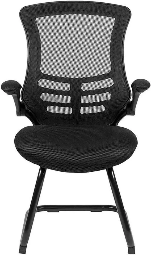 Alt view image 6 of 7 - Flash Furniture Kelista Black Mesh Sled Base Side Reception Chair with Flip-Up Arms