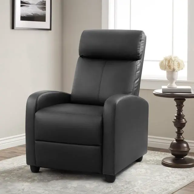 Alt view image 2 of 7 - Furniwell Massage Recliner Chair for Living Room Adjustable PU Leather Reclining Chair Home Theater Seating Modern Winback Single Sofa for Adults with Footrest (Leather, Black)