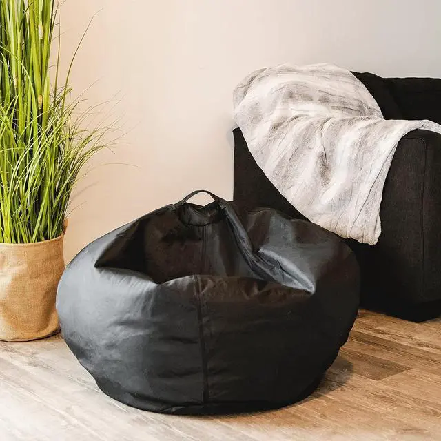 Alt view image 4 of 6 - Big Joe Classic Bean Bag Chair, Black Smartmax, Durable Polyester Nylon Blend, 2 feet Round, Welcome to consult