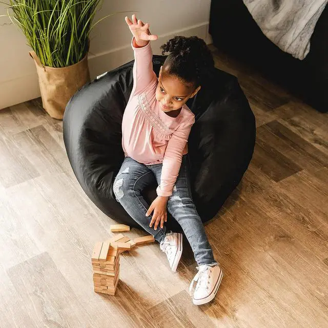 Alt view image 5 of 6 - Big Joe Classic Bean Bag Chair, Black Smartmax, Durable Polyester Nylon Blend, 2 feet Round, Welcome to consult