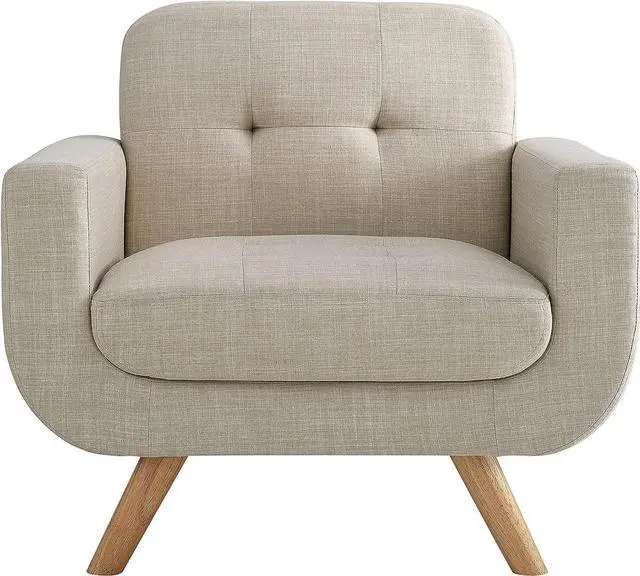 Alt view image 3 of 5 - Rosevera Elena Contemporary Accent Armchair with Linen Upholstery Living Room Furniture, Beige