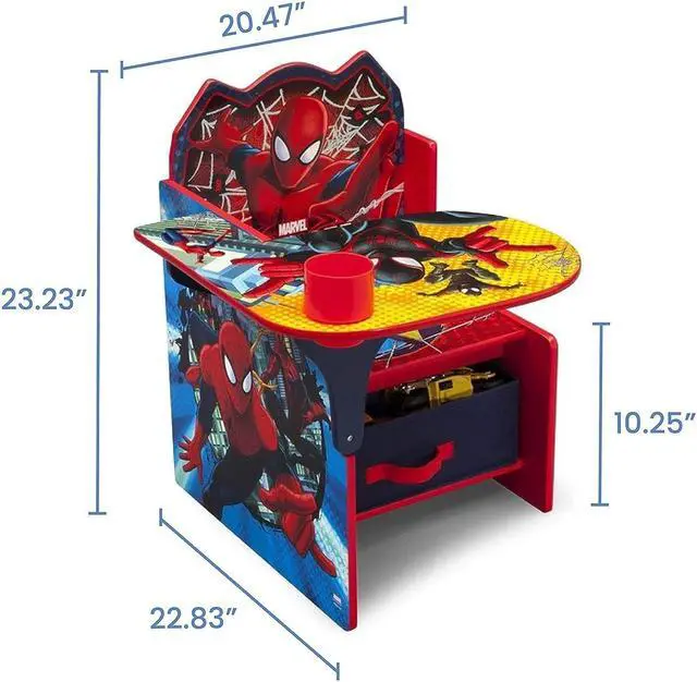 Alt view image 3 of 7 - Delta Children Chair Desk With Storage Bin - Greenguard Gold Certified, Spider-Man, Arm Rest, Cushion Availability, Engineered Wood