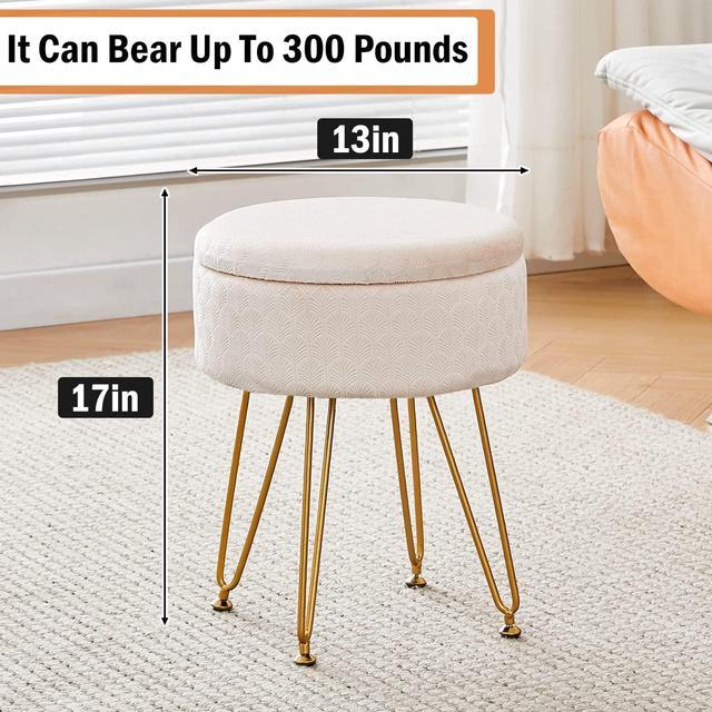 Cpintltr Foot Stool Linen Ottoman Round Footstool for Couch Desk Soft Step  Stool Padded Foot Rest with Non-Skid Pine Legs Multiple Colors Furniture