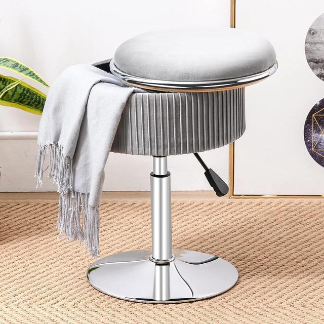 Stool Elva in upholstered linen look with storage space - 300kg capacity -  bar stool, dressing table chair,