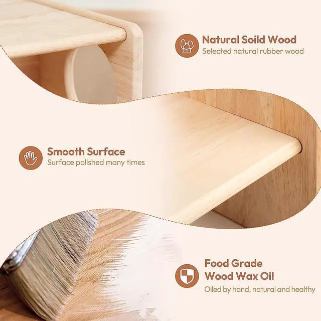 Alt view image 4 of 7 - Kids Table and Chair Set, Montessori Weaning Table and Chair Set for Toddler, Natural Solid Wooden Activity Table Cube Chair for Drawing Reading, Montessori Playroom Furniture for Children