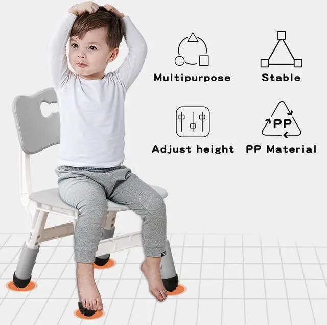 Alt view image 7 of 7 - Adjustable Kid Chairs Indoor 3 Level Adjustable Suitable for Children Age 2-6. Maximum Load-Bearing 220LBS Suitable for Family Classroom and Nursery Child Seat Set (2-Pack-Grey)