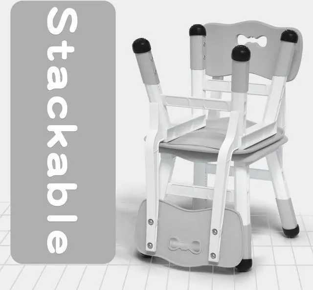 Alt view image 6 of 7 - Adjustable Kid Chairs Indoor 3 Level Adjustable Suitable for Children Age 2-6. Maximum Load-Bearing 220LBS Suitable for Family Classroom and Nursery Child Seat Set (2-Pack-Grey)