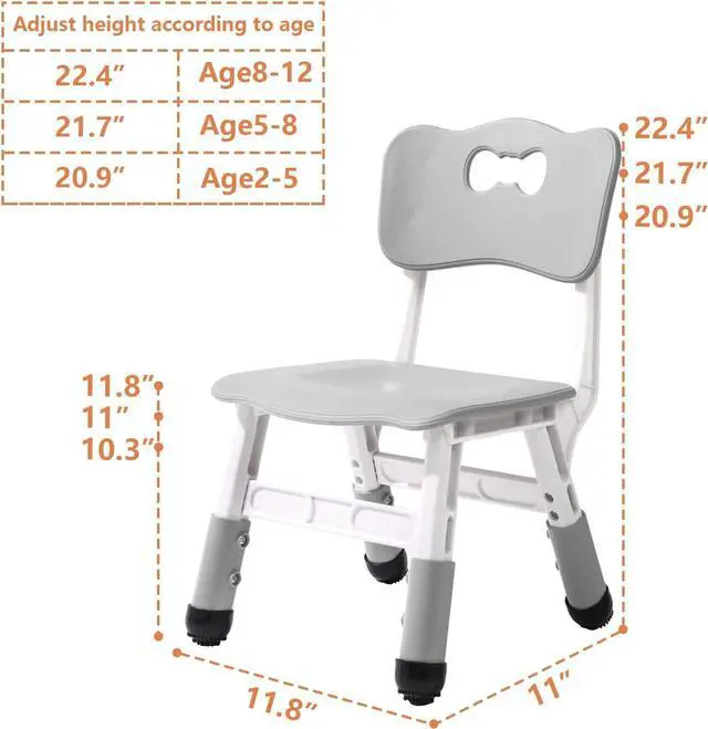 Alt view image 2 of 7 - Adjustable Kid Chairs Indoor 3 Level Adjustable Suitable for Children Age 2-6. Maximum Load-Bearing 220LBS Suitable for Family Classroom and Nursery Child Seat Set (2-Pack-Grey)