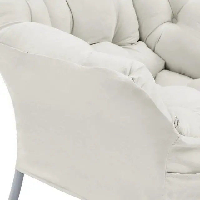 Alt view image 5 of 7 - Living and More High Back Sofa Chair, Modern Fabric Lazy Chair, Accent Contemporary Lounge Chair, Beige