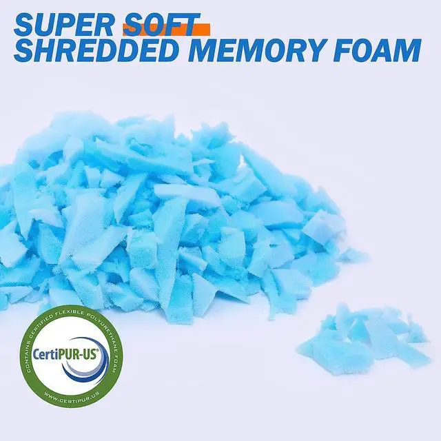 Alt view image 4 of 7 - Amorstra Bean Bag Filler Shredded Memory Foam Filling 10 Pounds, Pillow Stuffing Bean Bag Refill Material for Pouf Ottoman Couch Cushion Dog Bed Stuffed Animals and Art Crafts - Blue