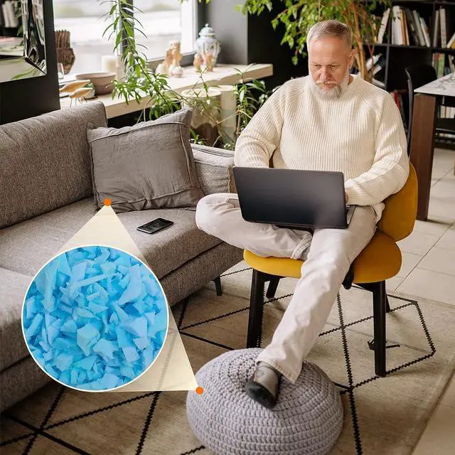 Alt view image 7 of 7 - Amorstra Bean Bag Filler Shredded Memory Foam Filling 10 Pounds, Pillow Stuffing Bean Bag Refill Material for Pouf Ottoman Couch Cushion Dog Bed Stuffed Animals and Art Crafts - Blue