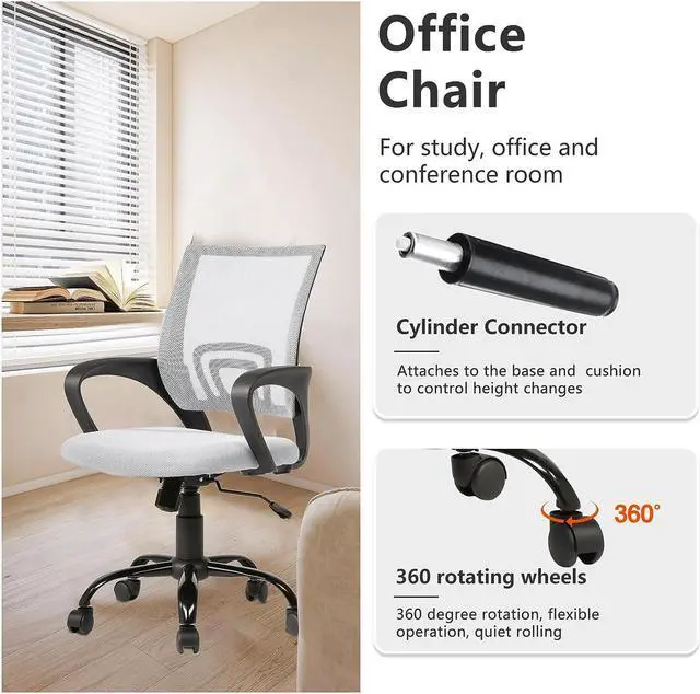 Alt view image 4 of 7 - BestOffice Office Chair Ergonomic Desk Chair Mesh Computer Chair Lumbar Support Modern Executive Adjustable Stool Rolling Swivel Chair for Back Pain,White