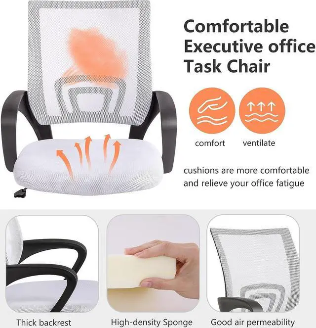 Alt view image 6 of 7 - BestOffice Office Chair Ergonomic Desk Chair Mesh Computer Chair Lumbar Support Modern Executive Adjustable Stool Rolling Swivel Chair for Back Pain,White