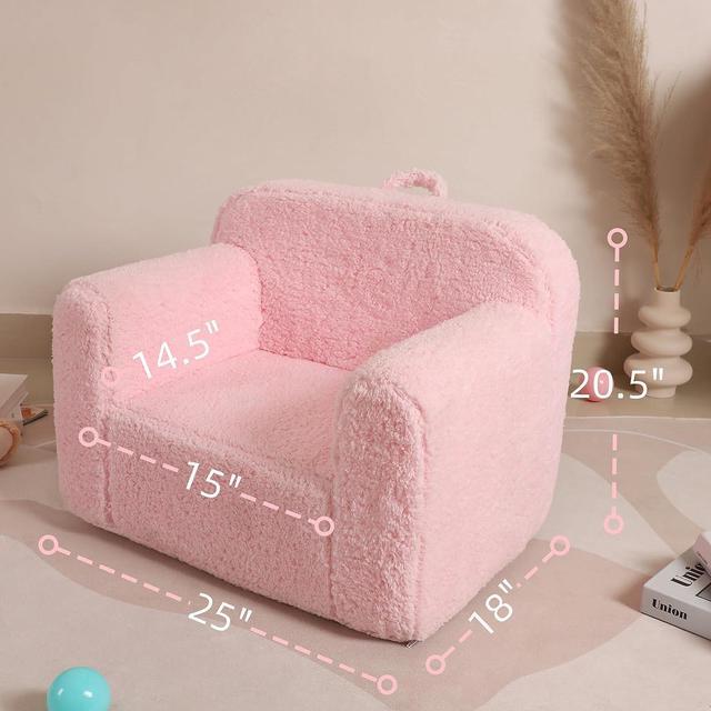 Alt view image 3 of 7 - Kids Snuggly-Soft Sherpa Chair, Cuddly Toddler Foam Chair for Boys and Girls, Pink