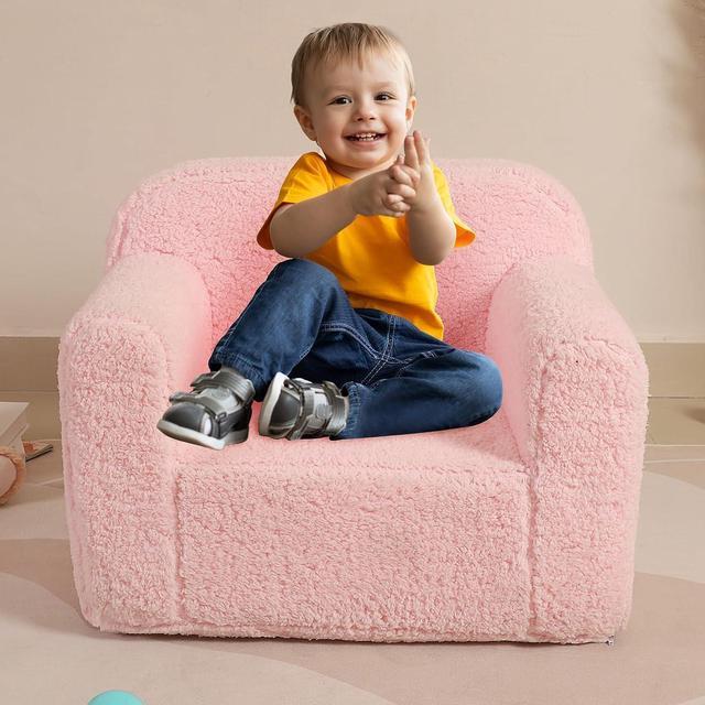 Alt view image 5 of 7 - Kids Snuggly-Soft Sherpa Chair, Cuddly Toddler Foam Chair for Boys and Girls, Pink