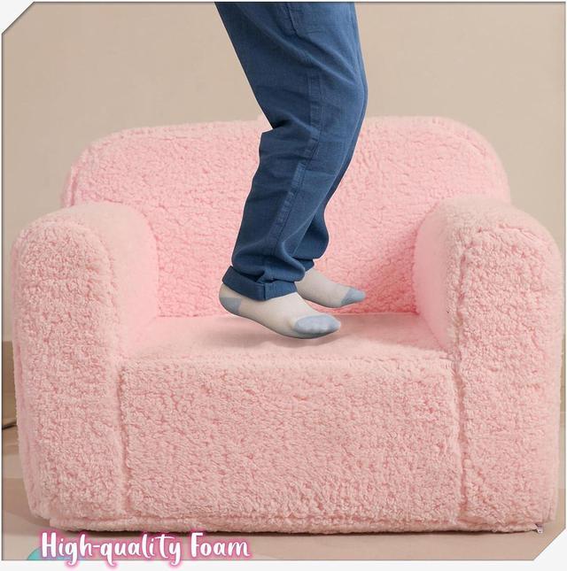 Alt view image 6 of 7 - Kids Snuggly-Soft Sherpa Chair, Cuddly Toddler Foam Chair for Boys and Girls, Pink