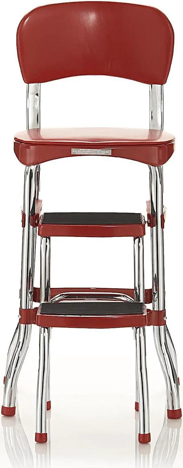 Alt view image 7 of 7 - Cosco Retro Counter Chair/Step Stool, Sliding, Red, Welcome to consult