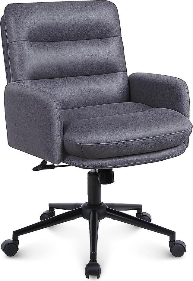 PU Leather Modern Mid-Back Office Chair Adjustable Swivel Soft
