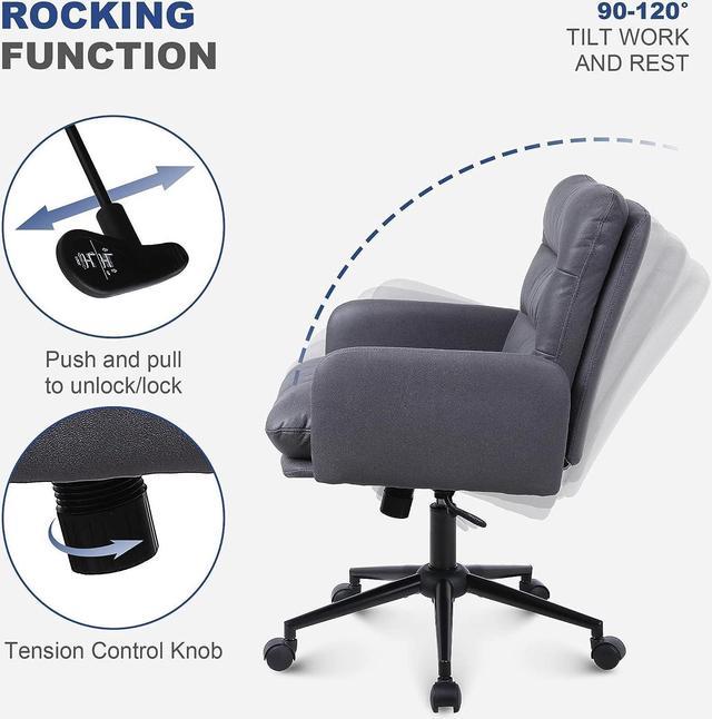 Youhauchair Executive Office Chair, Ergonomic Home Office Desk Chairs, PU  Leather Computer Chair with Lumbar Support, Flip-up Armrests and Adjustable