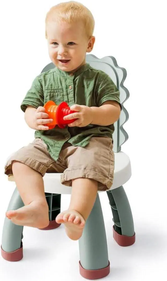 Alt view image 2 of 7 - Toddler Chair,Plastic Kids Dino Chair,Sturdy Durable and Lightweight Toddler's Activity Chairs,Anti-Slip Ergonomic Design Kids Step Stool,Indoor or Outdoor Use for Boys Girls Aged 1+ (Green)