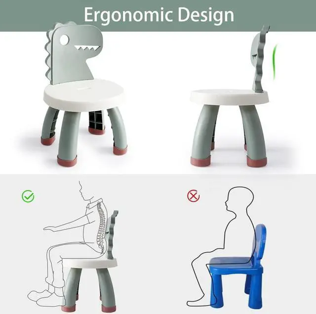 Alt view image 4 of 7 - Toddler Chair,Plastic Kids Dino Chair,Sturdy Durable and Lightweight Toddler's Activity Chairs,Anti-Slip Ergonomic Design Kids Step Stool,Indoor or Outdoor Use for Boys Girls Aged 1+ (Green)