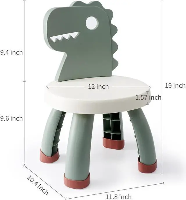 Alt view image 6 of 7 - Toddler Chair,Plastic Kids Dino Chair,Sturdy Durable and Lightweight Toddler's Activity Chairs,Anti-Slip Ergonomic Design Kids Step Stool,Indoor or Outdoor Use for Boys Girls Aged 1+ (Green)