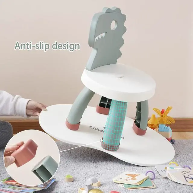 Alt view image 7 of 7 - Toddler Chair,Plastic Kids Dino Chair,Sturdy Durable and Lightweight Toddler's Activity Chairs,Anti-Slip Ergonomic Design Kids Step Stool,Indoor or Outdoor Use for Boys Girls Aged 1+ (Green)