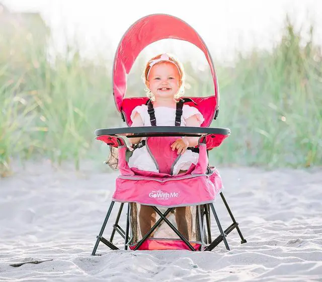 Alt view image 5 of 6 - Baby Delight Go with Me Venture Portable Chair | Indoor and Outdoor | Sun Canopy | 3 Child Growth Stages | Pink, Welcome to consult