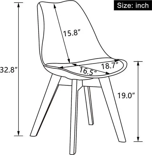 Alt view image 3 of 7 - LSSBOUGHT Mid Century Modern Dining Chairs, Shell Lounge Plastic Desk Chair Side Chair with Soft Padded and Wooden Legs for Dining Room Living Room Bedroom Kitchen Set of 2 (White)