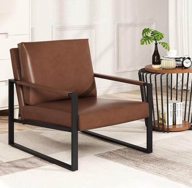 AWQM Modern PU Leather Accent Chair Arm Chair with Extra-Thick