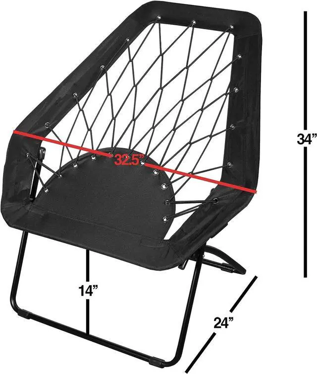Alt view image 3 of 6 - Zenithen Black Hexagon Portable Folding Metal Framed Bungee Chair, Perfect for Dorm Rooms, Bed Rooms, Living Room, Camping, and Outdoor Activities, 32" (Pack of 1)