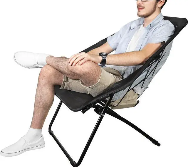 Alt view image 5 of 6 - Zenithen Black Hexagon Portable Folding Metal Framed Bungee Chair, Perfect for Dorm Rooms, Bed Rooms, Living Room, Camping, and Outdoor Activities, 32" (Pack of 1)