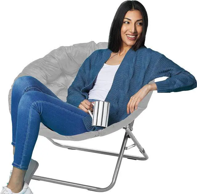 Alt view image 3 of 3 - Urban Lifestyle Micromink Oversized Moon Chair, Metal, Grey