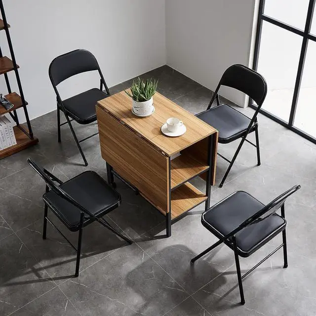 Alt view image 4 of 6 - Imseigo 4 Pack Black Folding Chairs with Padded Seats, Portable Stackable Foldable Chairs for Indoor and Outdoor, Commercial Seat with Metal Frame for Events Office Wedding Party, 330lbs Capacity