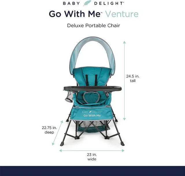 Alt view image 7 of 7 - Baby Delight Go with Me Venture Portable Chair | Indoor and Outdoor | Sun Canopy | 3 Child Growth Stages | Teal, Welcome to consult