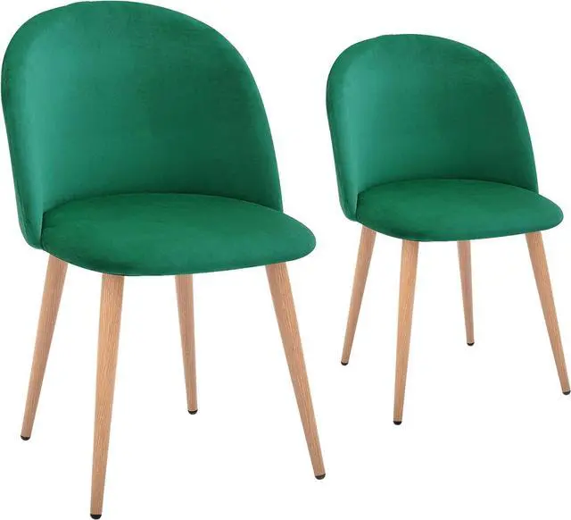 Alt view image 4 of 6 - CangLong Mid Century Modern Kitchen Velvet Upholstered Accent Leisure Chairs,Set of 2, Green, Welcome to consult