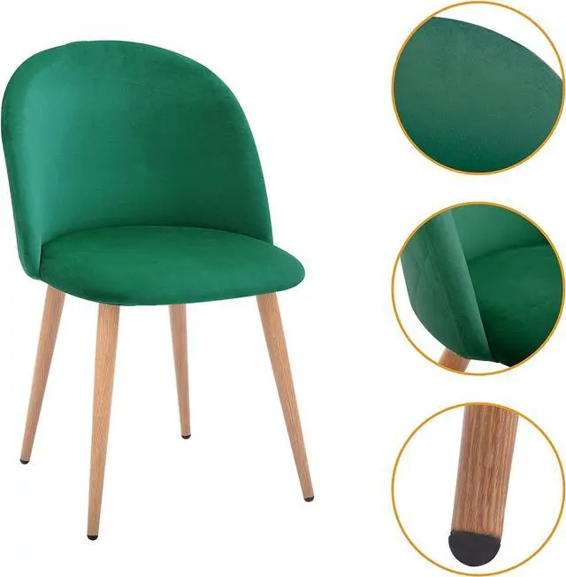 Alt view image 5 of 6 - CangLong Mid Century Modern Kitchen Velvet Upholstered Accent Leisure Chairs,Set of 2, Green, Welcome to consult