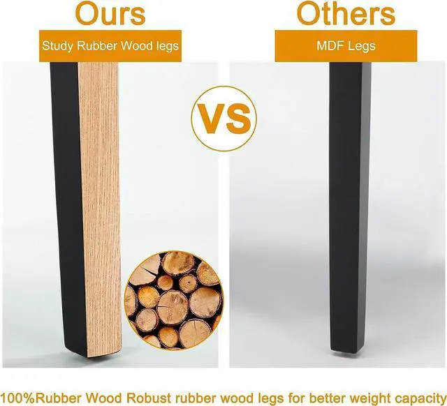 Alt view image 6 of 7 - DAGONHIL Dining Chairs Set of 2 PU Leather Dining Room Chairs, Armless Upholstered Kitchen Chair with Black Solid Wood Legs, Black