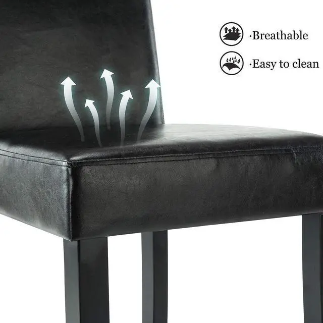 Alt view image 7 of 7 - DAGONHIL Dining Chairs Set of 2 PU Leather Dining Room Chairs, Armless Upholstered Kitchen Chair with Black Solid Wood Legs, Black