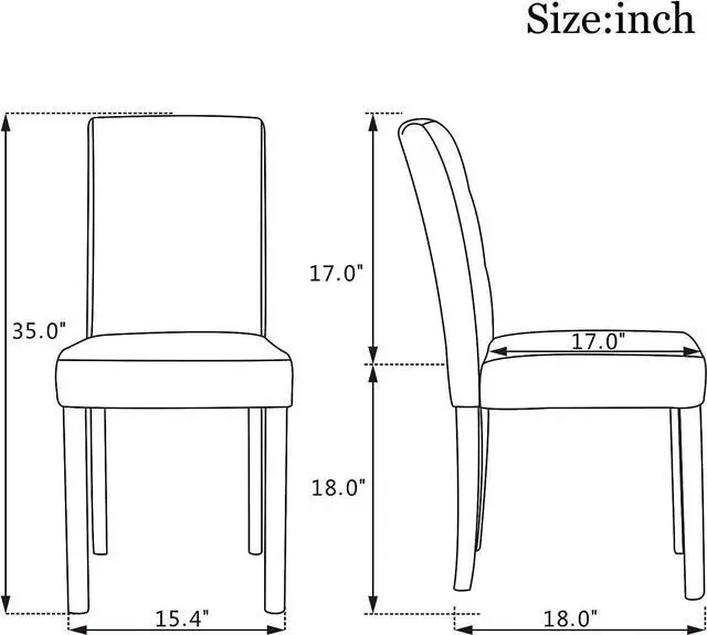 Alt view image 2 of 7 - DAGONHIL Dining Chairs Set of 2 PU Leather Dining Room Chairs, Armless Upholstered Kitchen Chair with Black Solid Wood Legs, Black