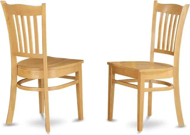 Main image of East West Furniture GRC-OAK-W Groton Kitchen Dining Chairs - Slat Back Wooden Seat Chairs, Set of 2, Oak